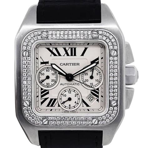 cartier santos automatic|cartier santos 100 diamond bezel.